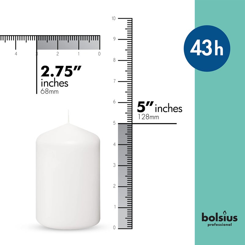 BOLSIUS 12 White Pillar Candles - 2.7 x 5.1 Inches Unscented Candle Set - 43 Hours - Dripless Clean Burning Smokeless Dinner Candle - Perfect for Wedding Candles, Parties and Special Occasions - Image 2
